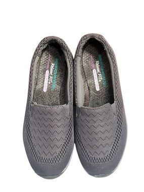 Skechers Slip-On Knit Sneakers in Charcoal Gray